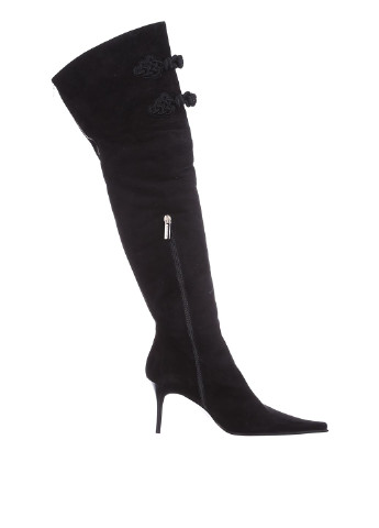 Черные зимние ботфорты Gibellieri на высоком каблуке с шнуровкой