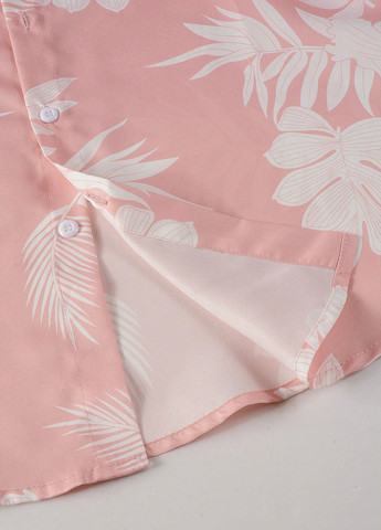 Розовая кэжуал рубашка с цветами SHEIN