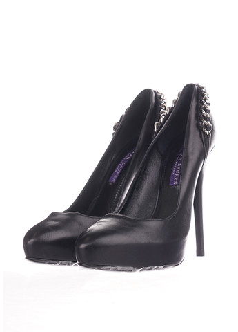 Черные женские кэжуал туфли с цепочками на высоком каблуке американские - фото