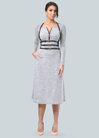 Світло-сіра кежуал сукня, сукня в стилі армпір Lila Kass меланжева