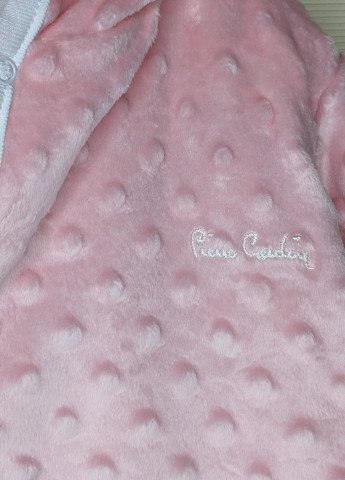 Розовый демисезонный велюровый костюм в объемный горошек с ушками брючный Pierre Cardin