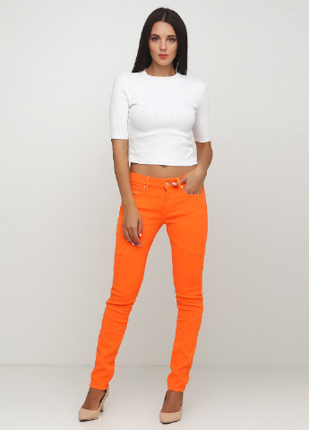Кислотно-оранжевые джинсовые демисезонные зауженные брюки Ralph Lauren