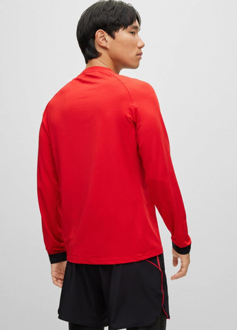 Красный демисезонный спортивный лонгслив Hugo Boss с логотипом