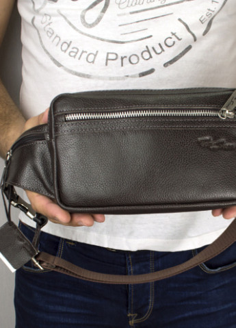 Сумка поясна шкіряна бананка 121 BR коричнева Tom Stone (212331865)