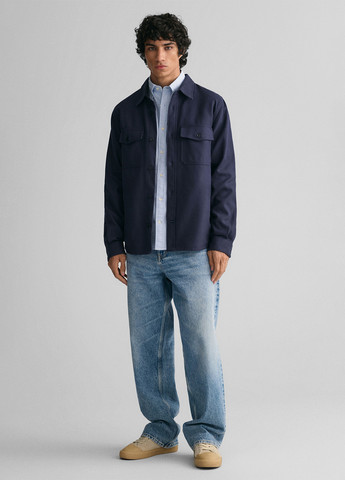 Голубой классическая рубашка однотонная Gant