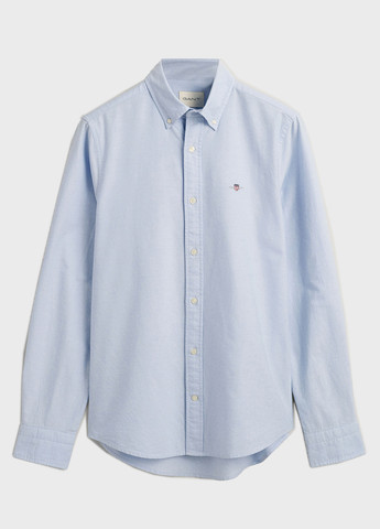 Голубой классическая рубашка однотонная Gant