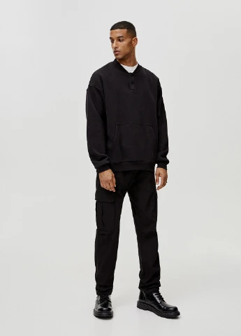 Чорний світшот Pull & Bear однотонний без декору (251180974)
