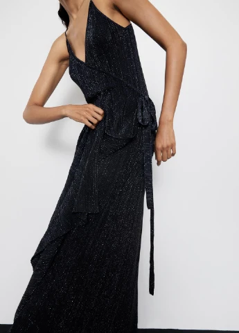 Черное вечернее платье на запах Zara меланжевое