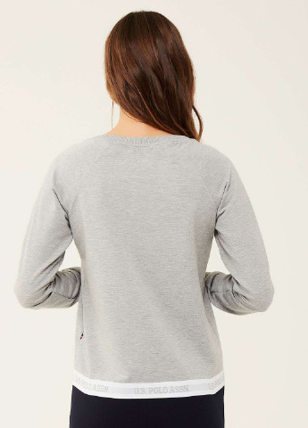 Пуловер U.S. Polo Assn. - Прямой крой серый домашний хлопок, трикотаж - (251115208)