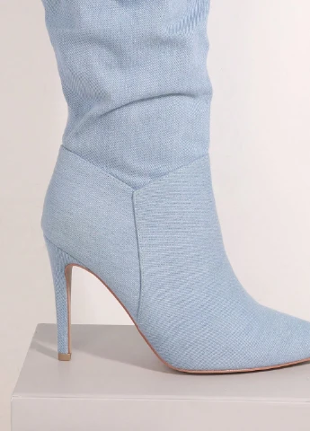 Голубые осенние ботфорты SHEIN