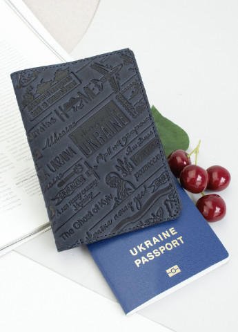 Обкладинка на паспорт шкіряна "Ukraine" синя HandyCover (253636344)