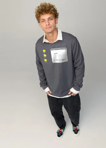 Темно-серый свитшот мужской oversize /no flis/ YAPPI (252258849)