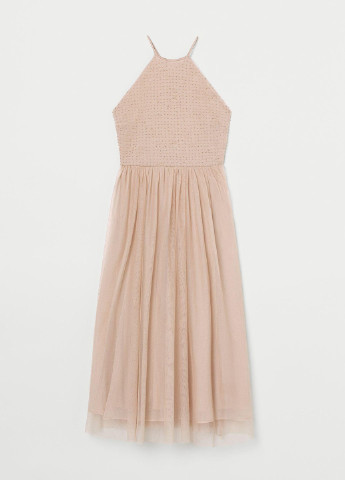 Пудровое коктейльное сукня клеш H&M однотонное