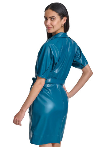 Синее кэжуал платье рубашка Calvin Klein однотонное