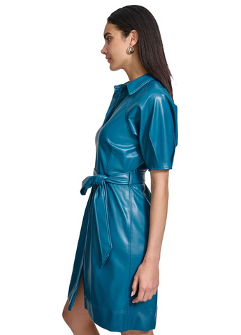 Синее кэжуал платье рубашка Calvin Klein однотонное