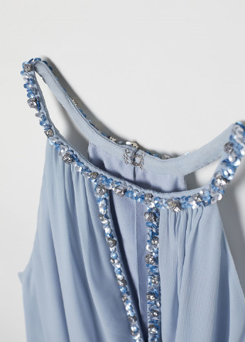 Блакитна вечірня довге плаття H&M однотонна