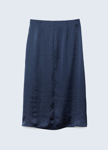 Темно-синяя кэжуал однотонная юбка Stradivarius а-силуэта (трапеция)