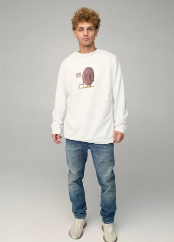 Белый світшот чоловічий oversize /no flis/ YAPPI рисунок (254557684)