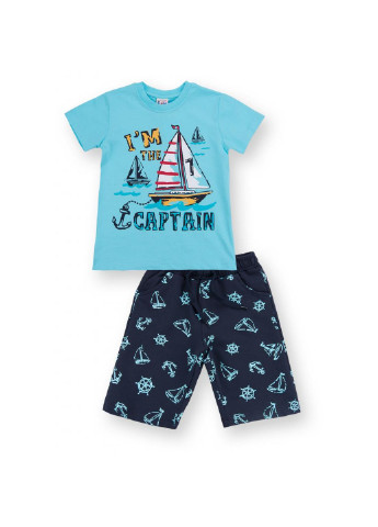 Синий набор детской одежды с корабликами "i'm the captain" (8306-116b-blue) E&H