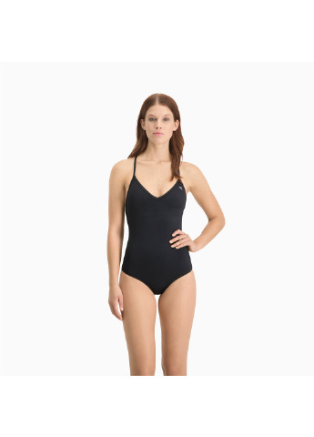 Черный демисезонный купальник swim women’s v-neck cross-back swimsuit Puma