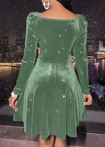 М'ятна вечірня сукня на запах SHEIN однотонна