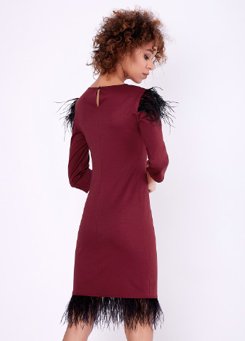 Бордовое коктейльное платье футляр ST-Seventeen однотонное