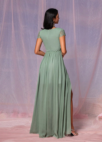 Світло-зелена святковий, вечірня сукня в стилі армпір SHEIN однотонна