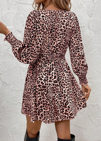 Комбинированное кэжуал платье клеш SHEIN леопардовый