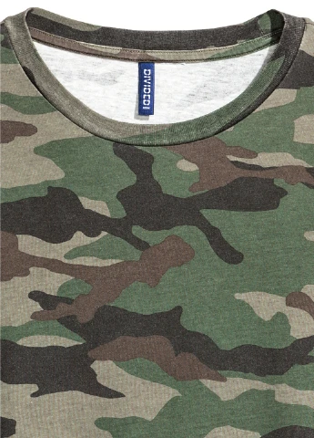 Хакі (оливкова) футболка,хакі в візерунки, divided H&M