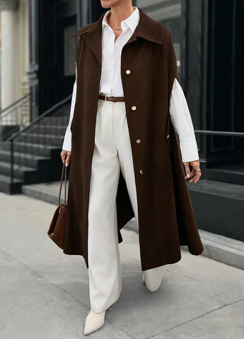 Коричневое демисезонное Пальто однобортное SHEIN