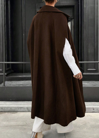 Коричневое демисезонное Пальто однобортное SHEIN