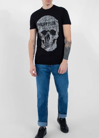 Чорна чорна футболка skull strass Philipp Plein