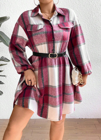 Червона кежуал сукня сукня-сорочка SHEIN в клітинку