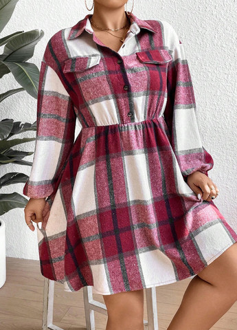 Червона кежуал сукня сукня-сорочка SHEIN в клітинку