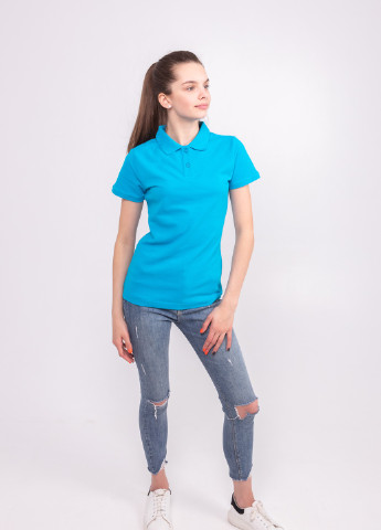 Бирюзовая женская футболка-футболка поло жіноча TvoePolo однотонная