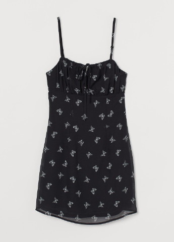 Черное кэжуал платье а-силуэт H&M бабочки