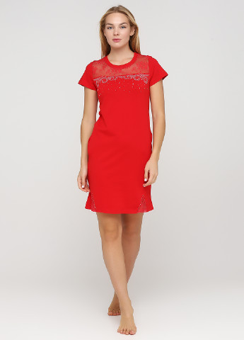 Красное домашнее платье платье-футболка WILD VE однотонное