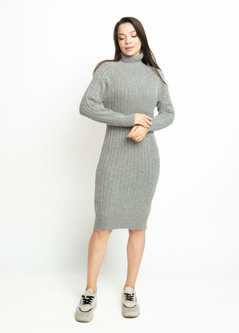 Серое кэжуал платье платье-свитер Time of Style меланжевое