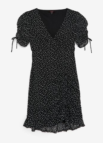 Черное кэжуал платье силуэтная Jennyfer с цветочным принтом