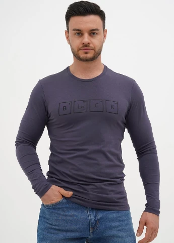 Темно-серый демисезонный кэжуал лонгслив Trend Collection с надписями