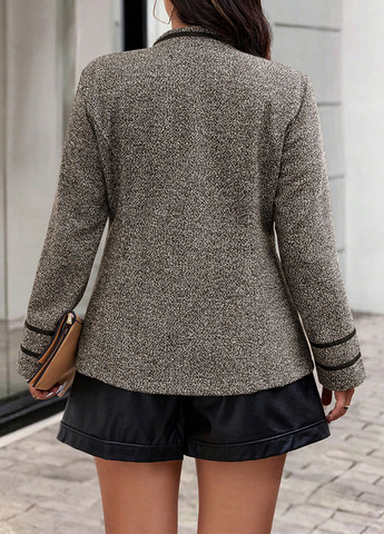 Коричневая демисезонная куртка куртка-пиджак SHEIN