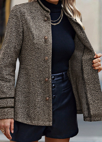 Коричневая демисезонная куртка куртка-пиджак SHEIN