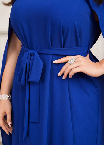 Синя вечірня, святковий сукня сукня-кейп, а-силует SHEIN однотонна