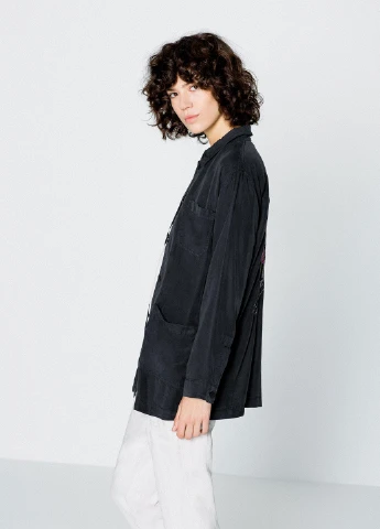 Вітровка,темно-сірий з принтом, Pull & Bear (254655791}