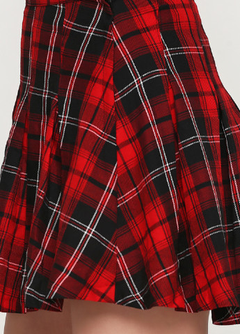 Красная кэжуал в клетку юбка H&M плиссе