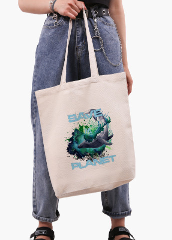 Еко сумка шоппер біла Екологія (Ecology) (9227-1337-WTD) Еко сумка шоппер біла 41*39*8 см MobiPrint (215943705)