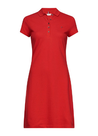 Красное кэжуал платье поло Tommy Hilfiger однотонное