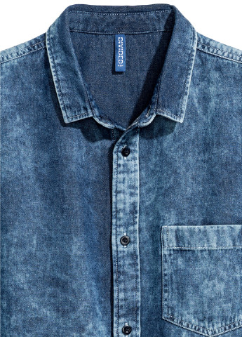 Синяя джинсовая рубашка H&M с коротким рукавом