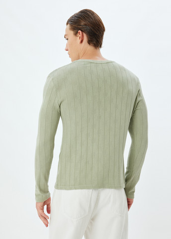 Лонгслів KOTON однотонний фісташковий кежуали бавовна, трикотаж