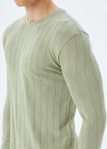 Лонгслів KOTON однотонний фісташковий кежуали бавовна, трикотаж